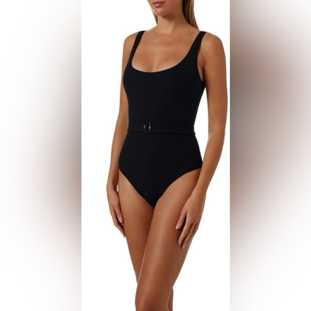 Melissa Obadash Texas One-Piece Belted Swimsuit Black Size 4 NWT - Picture 2 of 7